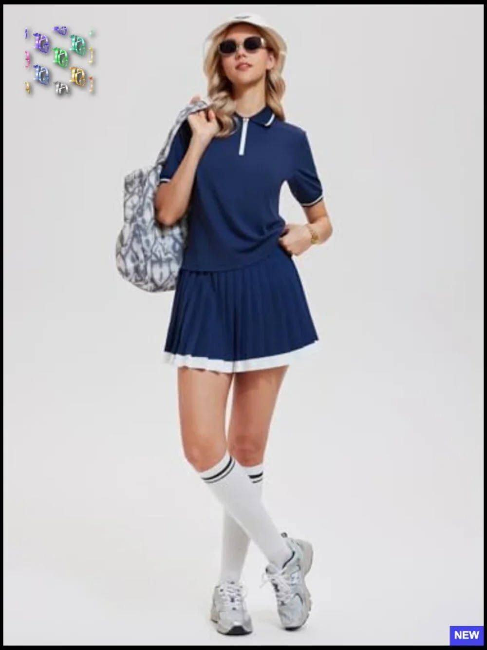 Two Piece Tennis Skirt Set Zip Up Athletic Golf Dress Skorts Pickleball